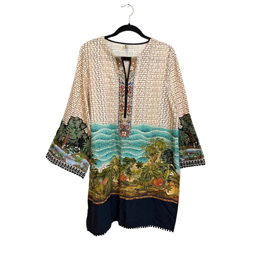 Ethnic by Outfitters Kaftan Dress L Cover Up Boho Summer Vacation Beach Resort